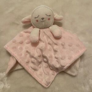 Baby Lamb Sheep Pink White Raised Dots Plush Security Blanket Lovey